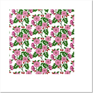 Dog Rose Pattern Posters and Art